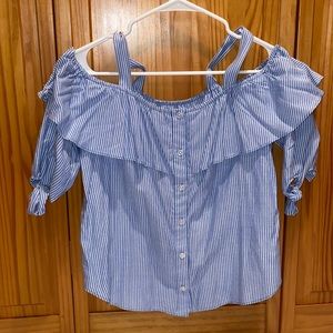 NWOT Summer Pin-Strip off the Shoulder Top